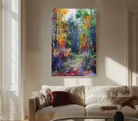 Path in the Woods, Autumn Birches — original impressionist oil painting by Volodymyr Myriyevskyy, 40 × 60 cm (16″ × 24″) — photo 5