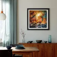 Sailboats at sunset — original impressionist oil painting by Volodymyr Myriyevskyy, 60 × 60 cm (24″ × 24″) — photo 3