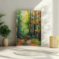 Road in birch forest — original impressionist oil painting by Volodymyr Myriyevskyy, 50 × 70 cm (20″ × 28″) — photo 3