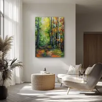Road in birch forest — original impressionist oil painting by Volodymyr Myriyevskyy, 50 × 70 cm (20″ × 28″) — photo 5