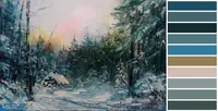 Winter Evening in the Forest — original impressionist oil painting by Volodymyr Myriyevskyy, 60 × 40 cm (24″ × 16″) — photo 4