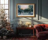 Winter Evening in the Forest — original impressionist oil painting by Volodymyr Myriyevskyy, 60 × 40 cm (24″ × 16″) — photo 6