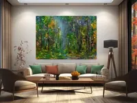 Misty forest path — original impressionist oil painting by Volodymyr Myriyevskyy, 70 × 50 cm (28″ × 20″) — photo 3
