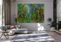 Misty forest path — original impressionist oil painting by Volodymyr Myriyevskyy, 70 × 50 cm (28″ × 20″) — photo 4