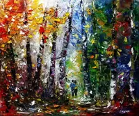 Romantic couple walking — original oil painting by Volodymyr Myriyevskyy