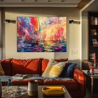 Crimson sails — original impressionist oil painting by Volodymyr Myriyevskyy, 70 × 50 cm (28″ × 20″) — photo 3