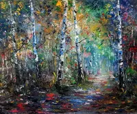 Birch Grove — original impressionist oil painting by Volodymyr Myriyevskyy, 60 × 50 cm (24″ × 20″) — photo 1