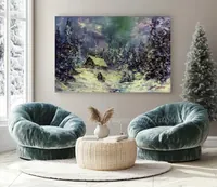 Magic winter evening — original impressionist oil painting by Volodymyr Myriyevskyy, 60 × 40 cm (24″ × 16″) — photo 5