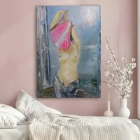 Morning Light While Undressing — original impressionist oil painting by Volodymyr Myriyevskyy, 50 × 70 cm (20″ × 28″) — photo 2