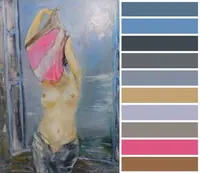 Morning Light While Undressing — original impressionist oil painting by Volodymyr Myriyevskyy, 50 × 70 cm (20″ × 28″) — photo 4