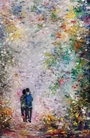 Romantic walk — original impressionist oil painting by Volodymyr Myriyevskyy, 60 × 40 cm (24″ × 16″) — photo 1