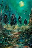 Dark Fantasy Riders — original impressionist oil painting by Volodymyr Myriyevskyy, 40 × 60 cm (16″ × 24″) — photo 1