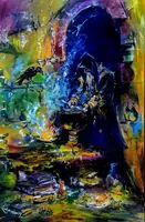 Mystical Alchemist — original impressionist oil painting by Volodymyr Myriyevskyy, 40 × 60 cm (16″ × 24″) — photo 1