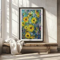 Sunflowers in an Abstract Garden — original impressionist oil painting by Volodymyr Myriyevskyy, 50 × 70 cm (20″ × 28″) — photo 7